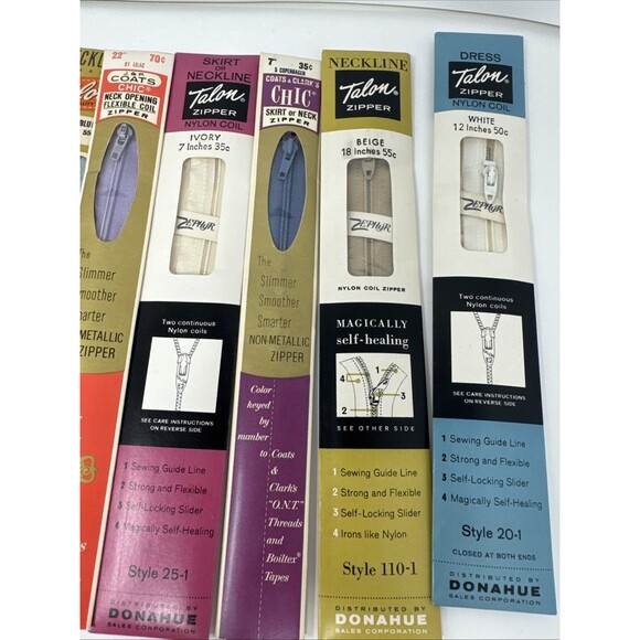 28x Large Lot Vintage Zippers USA - Coats & Clark's Talon Neck Openings Dress - Picture 5 of 11